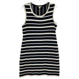 Max Studio Striped Cotton Embroidered Shift Dress